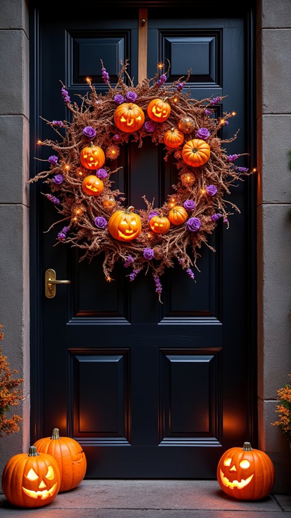 themed halloween door wreaths