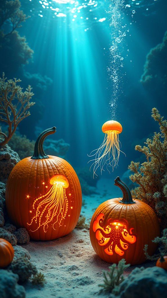 underwater creature pumpkin carvings