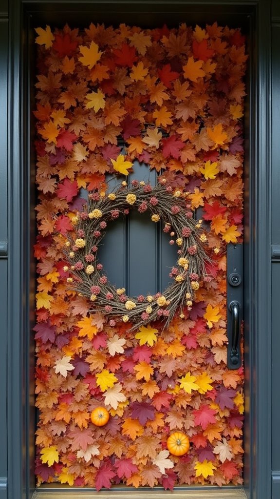 vibrant autumn leaf wreath