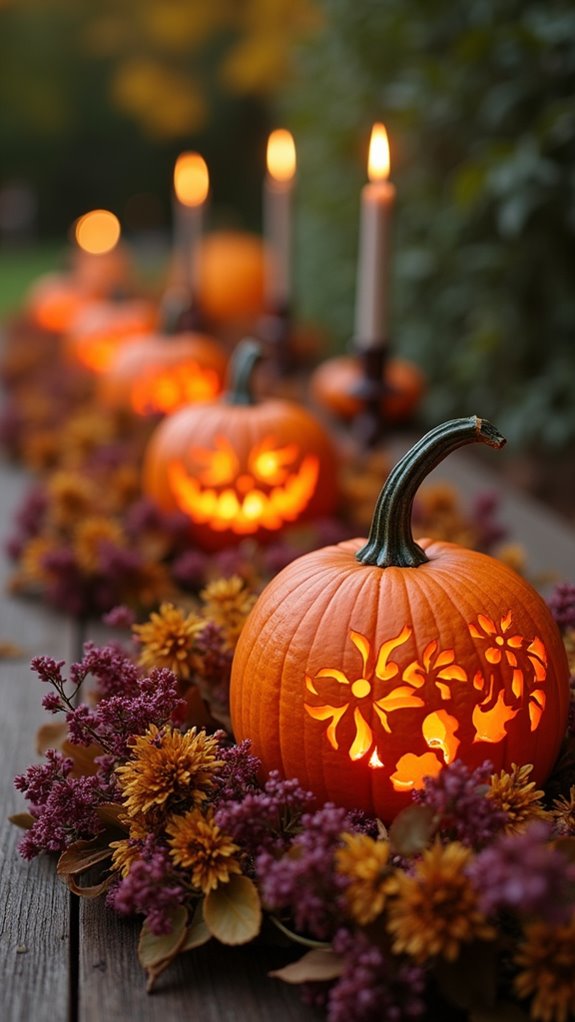 vibrant floral pumpkin arrangements