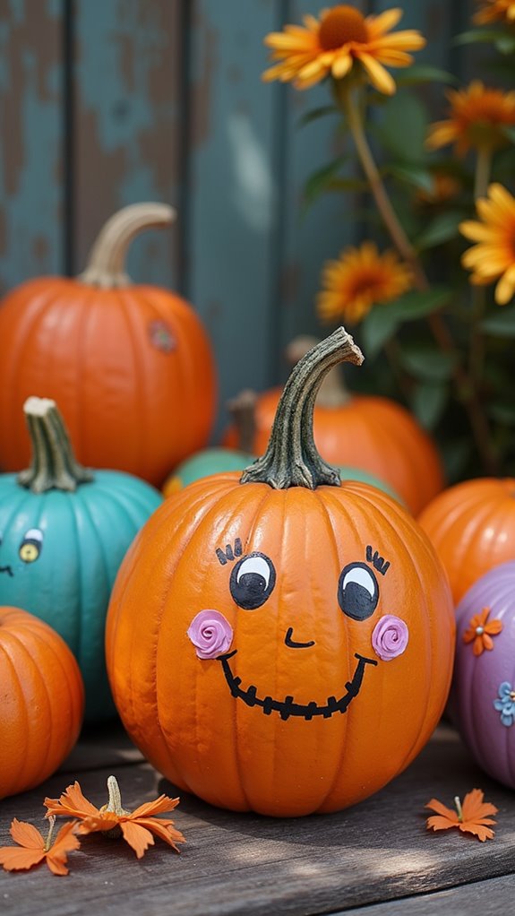 vibrant painted pumpkin art