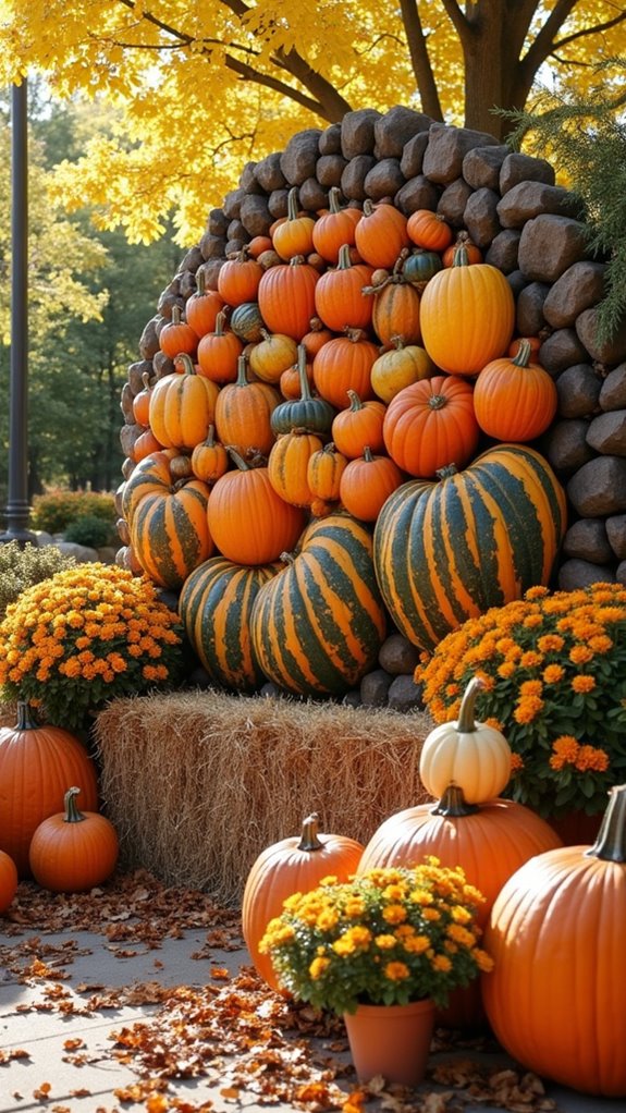 vibrant pumpkin mosaic display