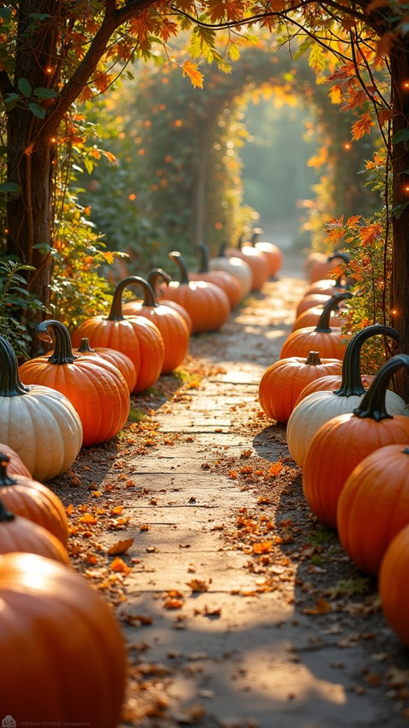 vibrant pumpkins guide walkway