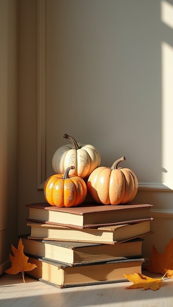 vintage book pumpkin decor