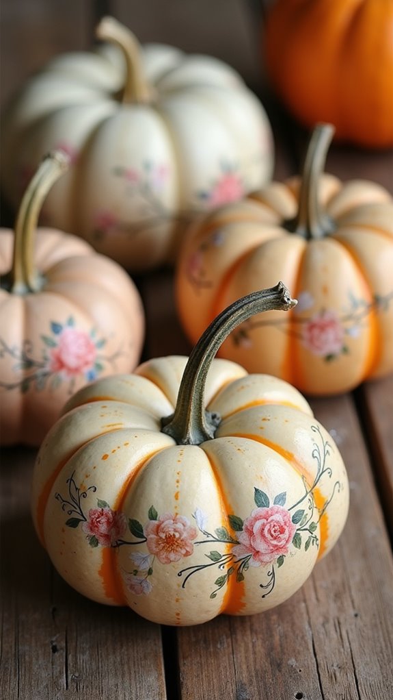 vintage floral pumpkin art