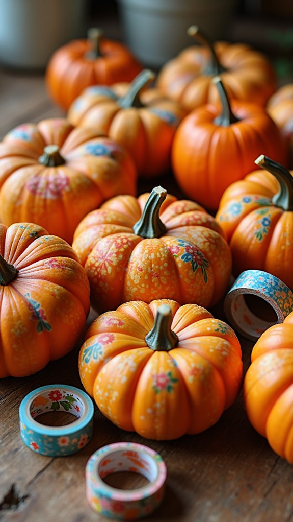 washi tape pumpkin decorating