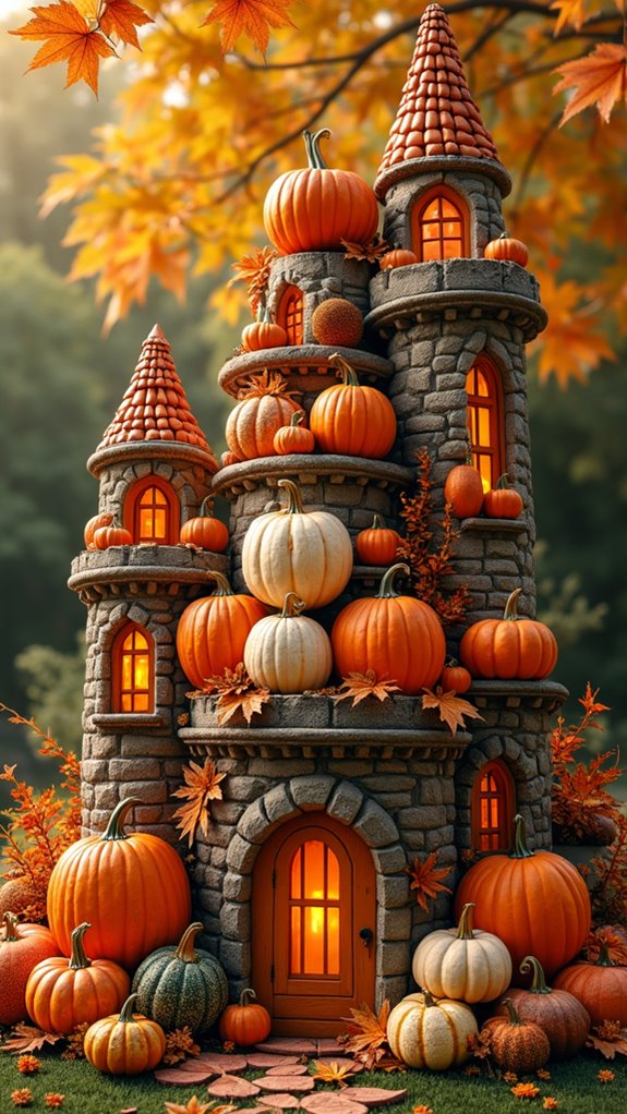 whimsical autumn pumpkin display