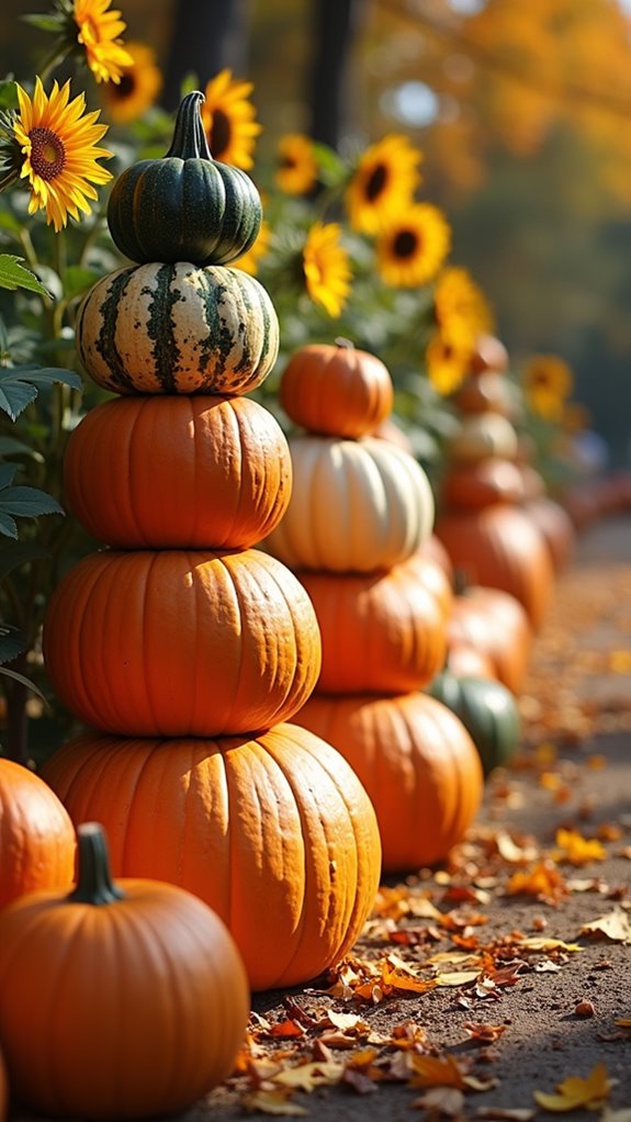 whimsical autumn pumpkin stacking