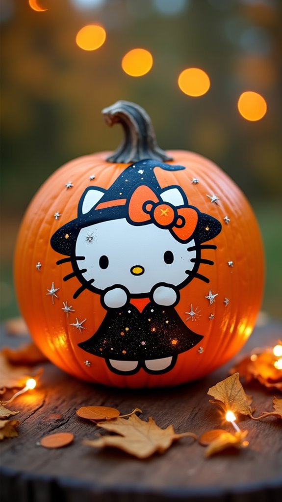 whimsical halloween kitty witch