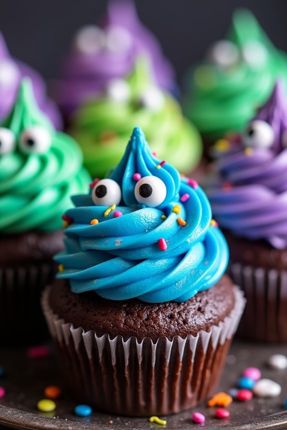 whimsical halloween monster cupcakes