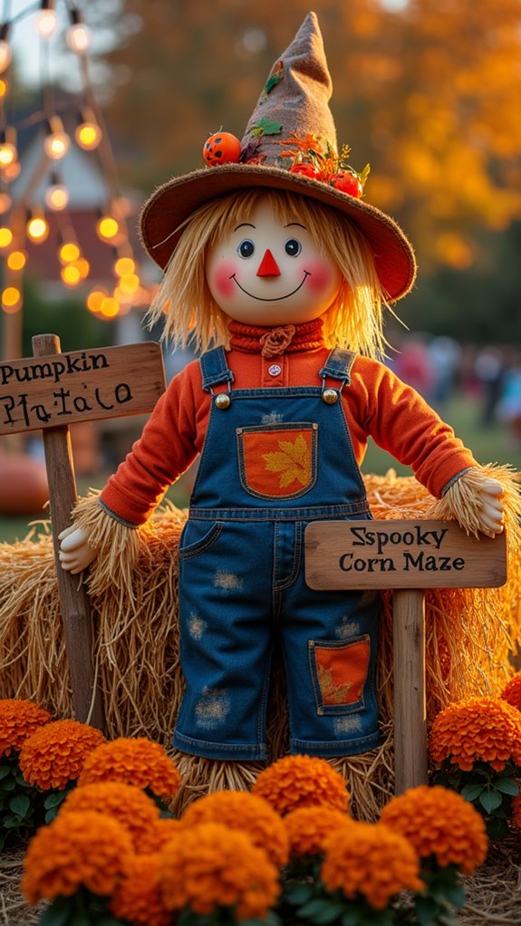whimsical halloween scarecrow display