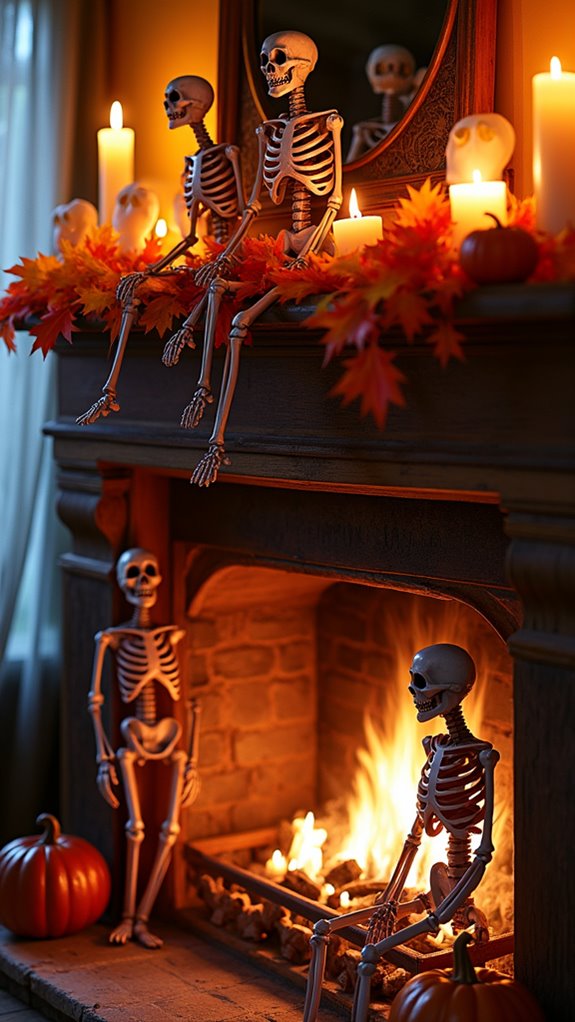 whimsical halloween skeleton decor