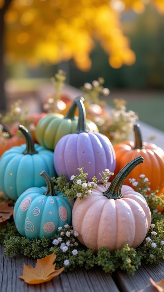 whimsical painted pumpkin decor