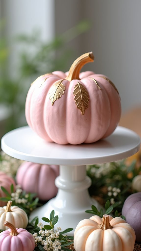 whimsical pink pumpkin stand