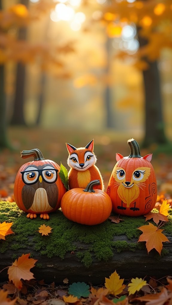 whimsical pumpkin painting creatures