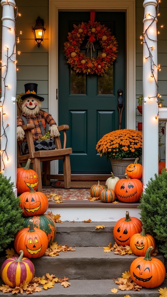 whimsical pumpkin porch decor