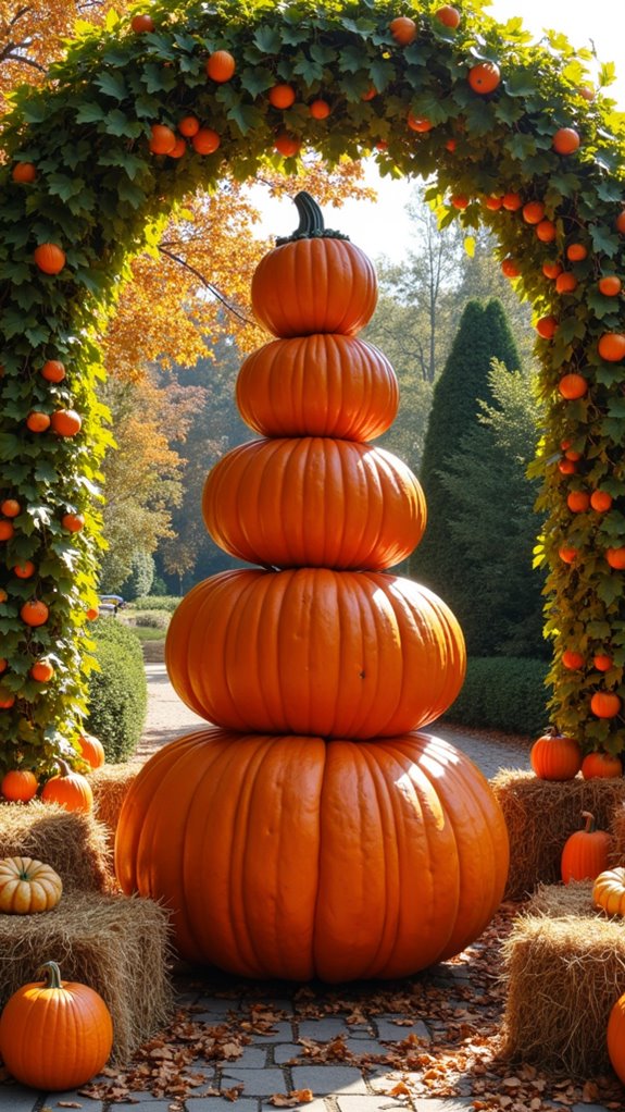 whimsical pumpkin stacking display