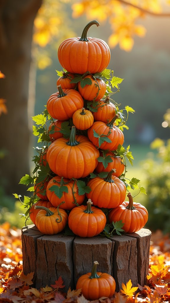 whimsical pumpkin topiary towers