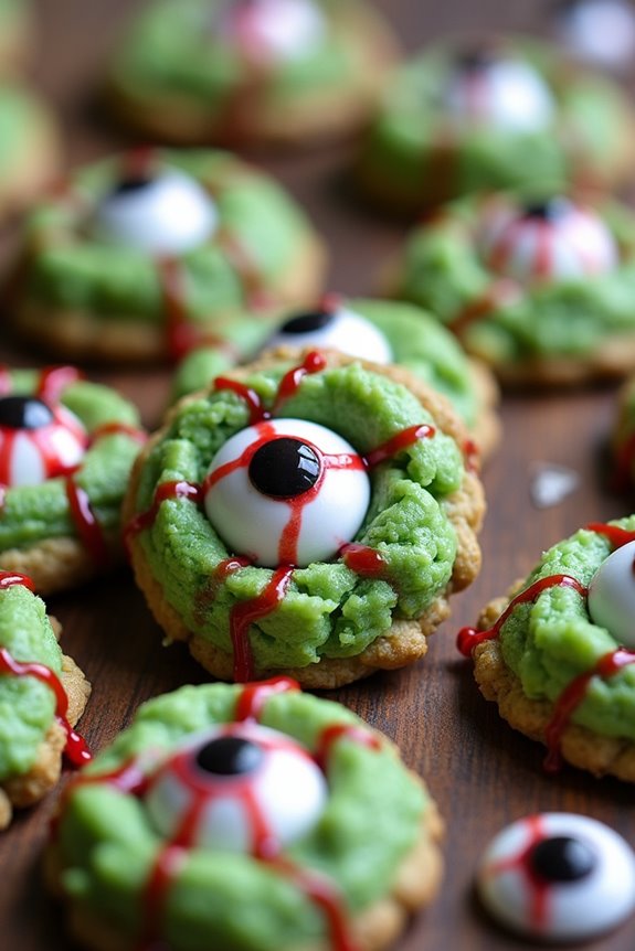 zombie eyeball oatmeal cookies