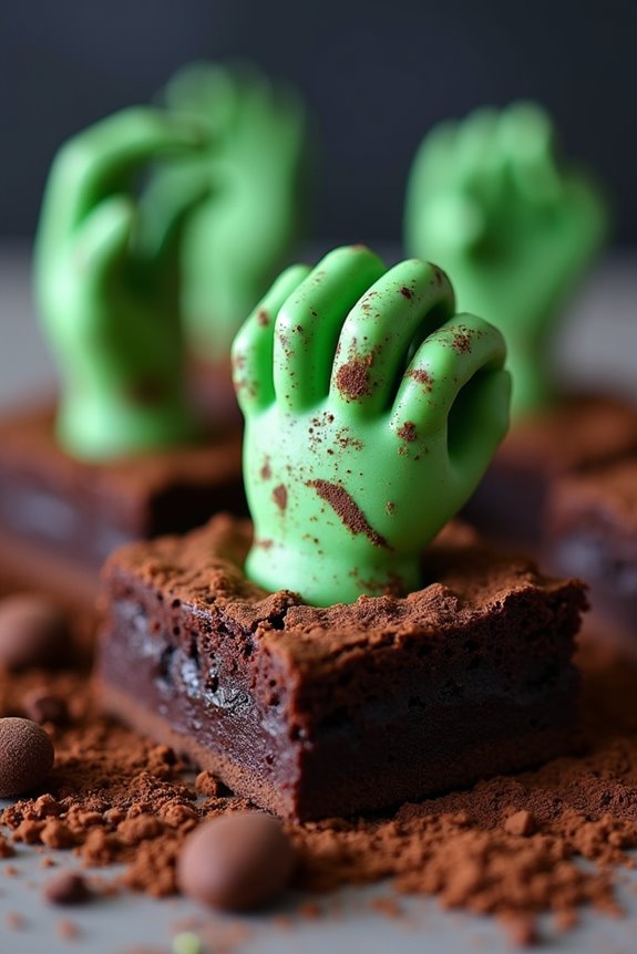 zombie themed halloween brownies