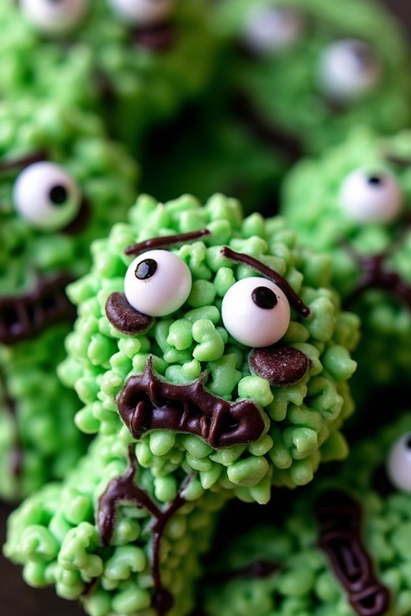 zombie themed rice krispie treats