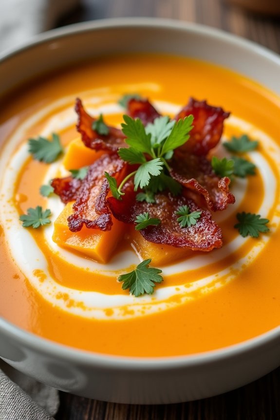 bacon sweet potato coconut soup