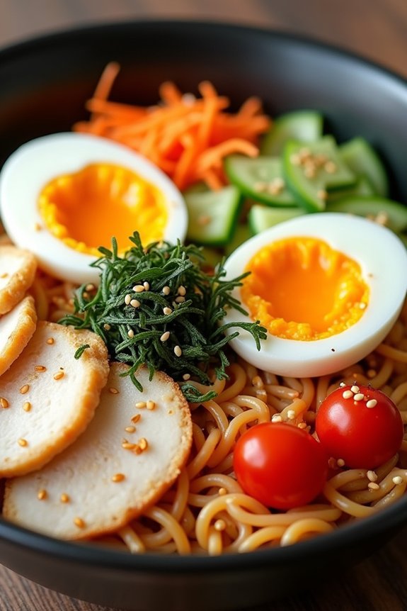 chilled ramen with toppings