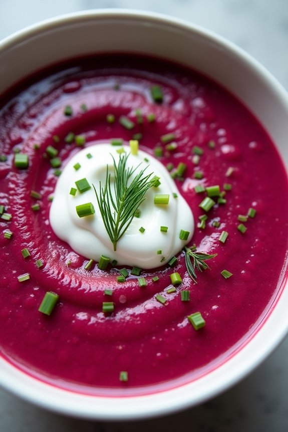 chilled vibrant beet yogurt soup