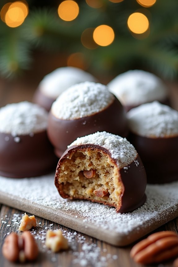 chocolate coated holiday cookies