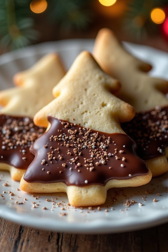 chocolate dipped festive cookies