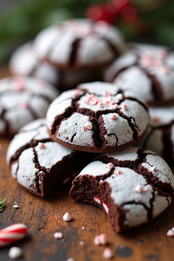 chocolate peppermint crinkle cookies