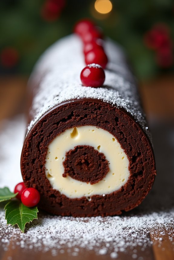 chocolatey festive rolled dessert