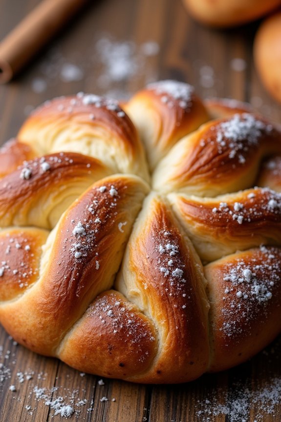 cinnamon filled festive star bread