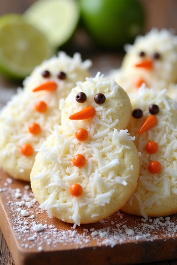 coconut lime snowmen cookies