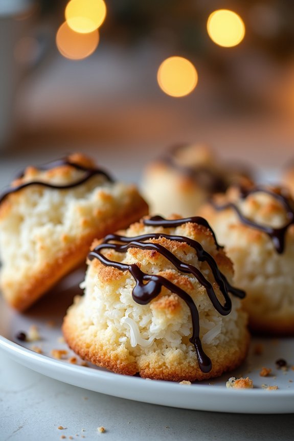 coconut macaroons with chocolate