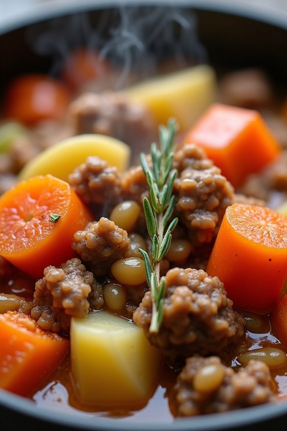 comforting barley hamburger stew