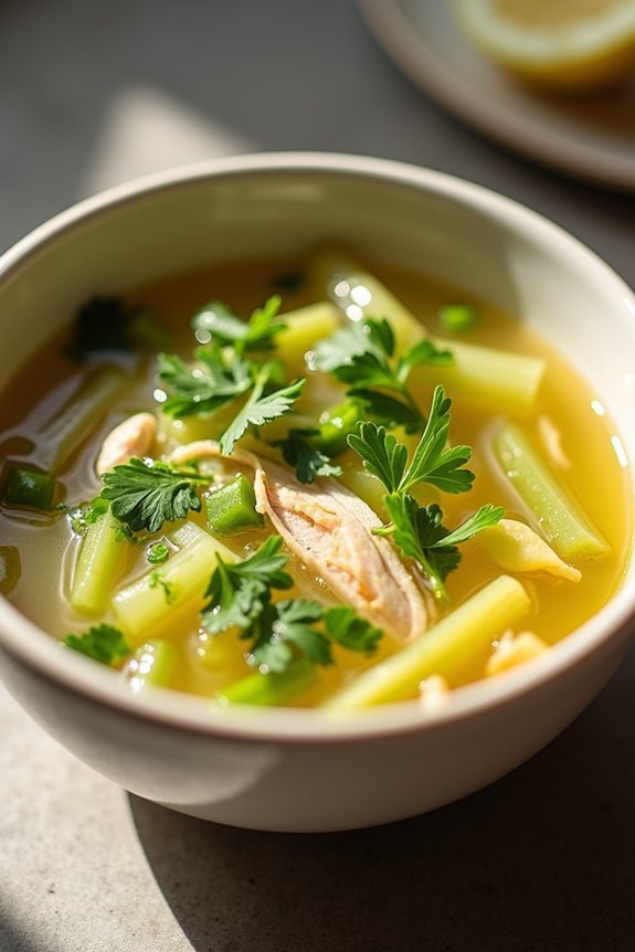 comforting celery chicken soup