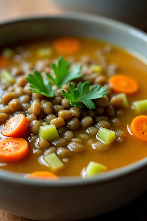 comforting celery lentil soup
