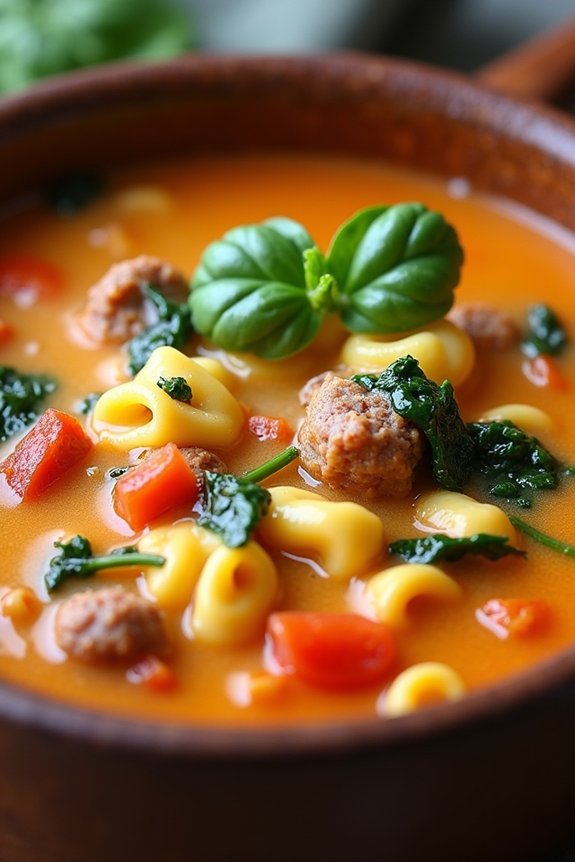 comforting cheesy sausage soup