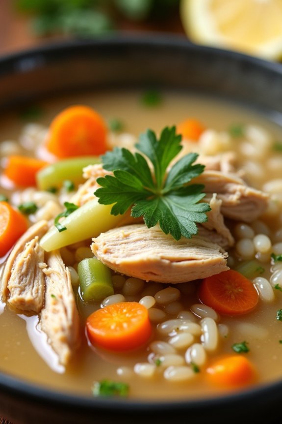 comforting chicken rice soup