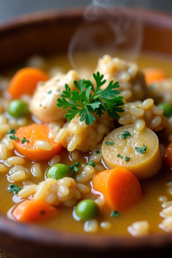 comforting chicken wild rice stew