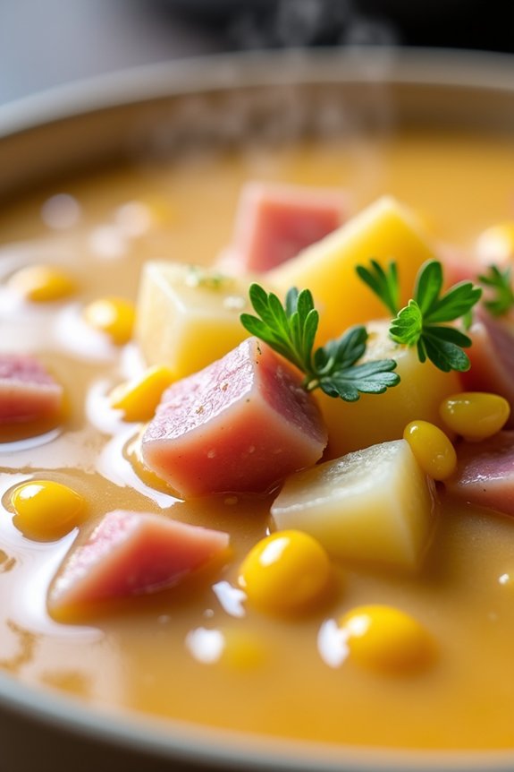 comforting ham and corn soup