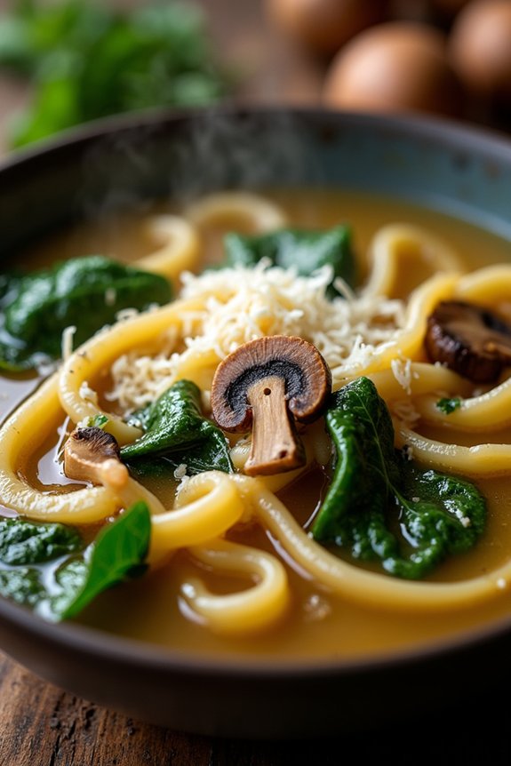 comforting mushroom spinach stew
