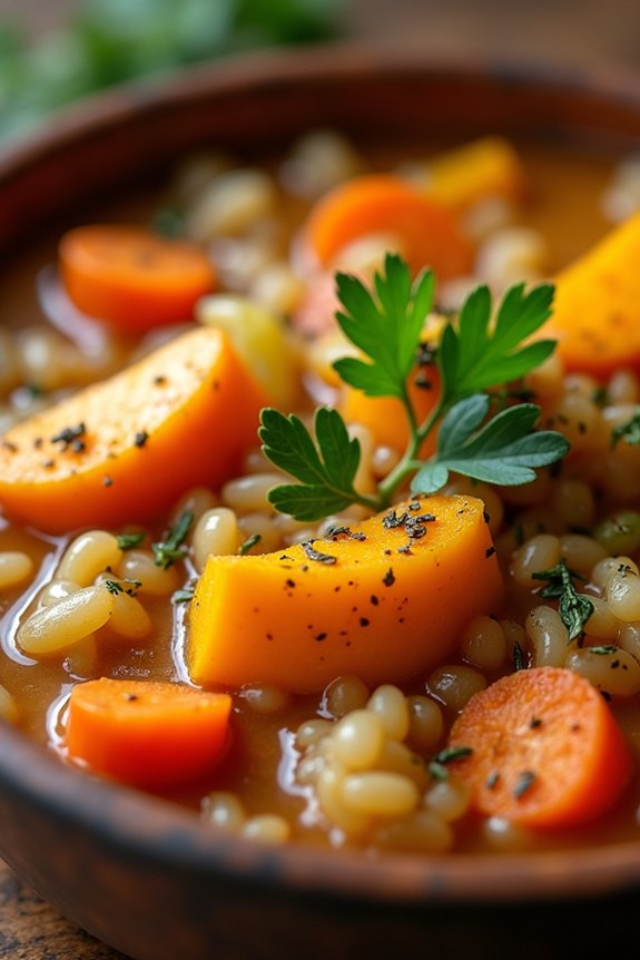 comforting pumpkin barley stew