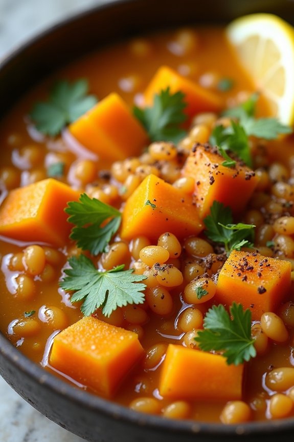 comforting pumpkin lentil stew