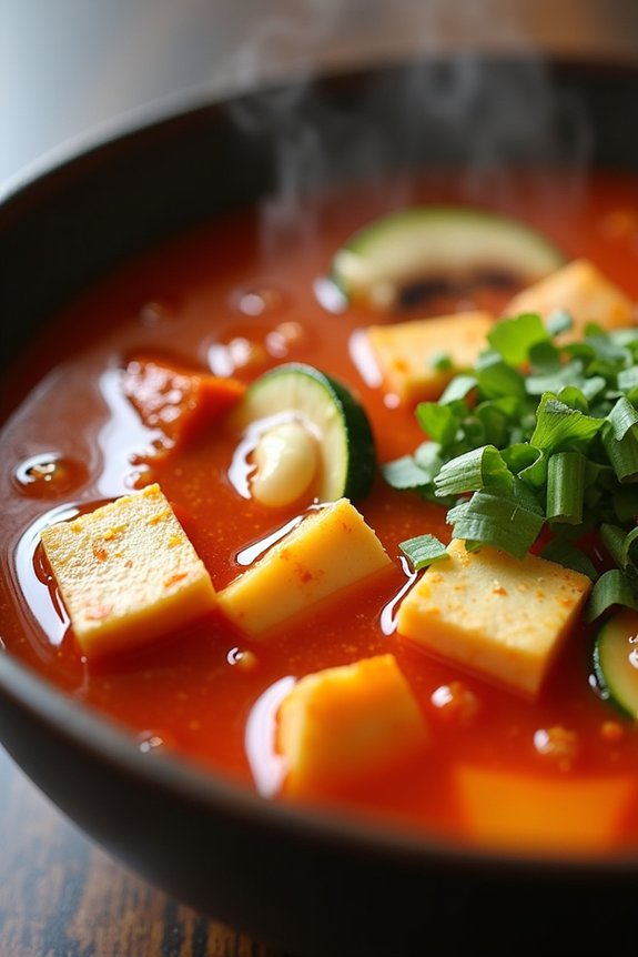 comforting vegan kimchi soup