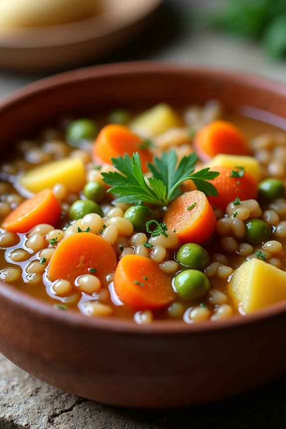 comforting vegetable barley stew
