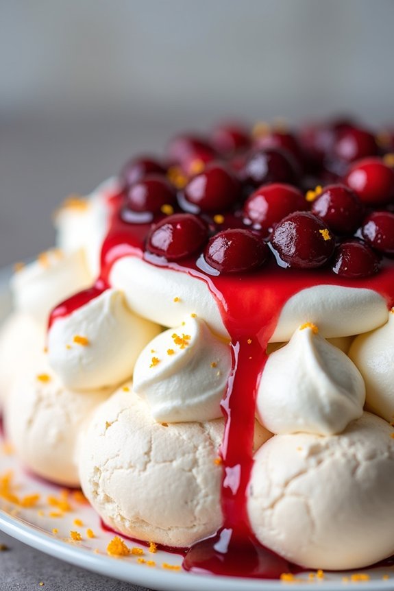 cranberry orange holiday pavlova