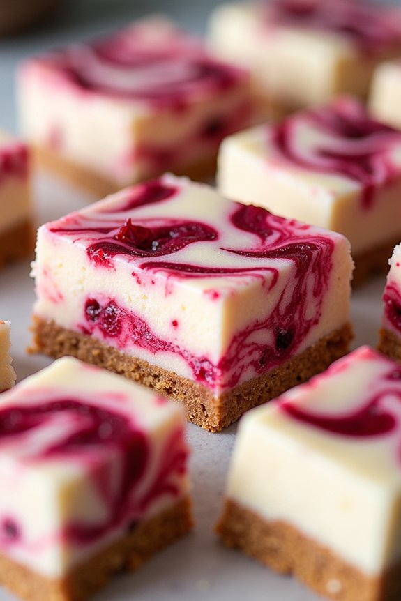 cranberry swirl cheesecake bars