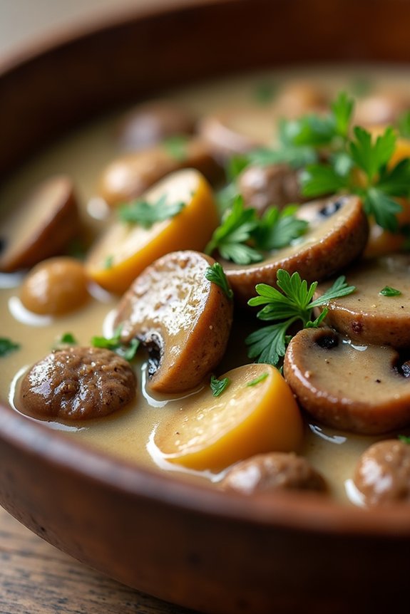 creamy beef mushroom stew